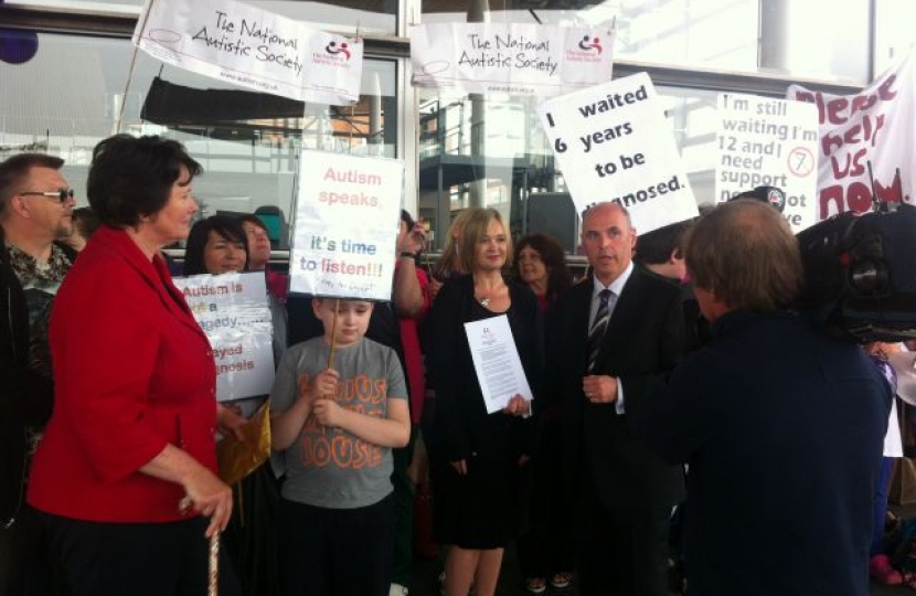 Autism Photograph on the Senedd Steps