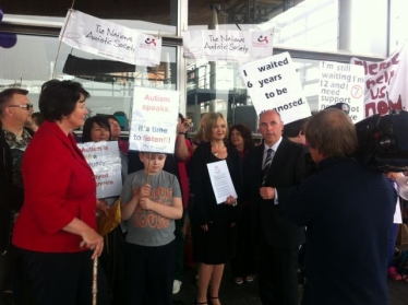 Autism Photograph on the Senedd Steps