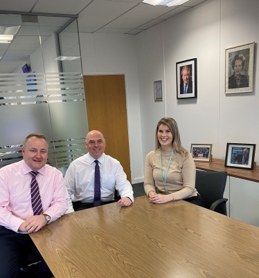 L-R: Darren Millar AM, Paul Davies AM and Millie Taylor of SSCE Cymru